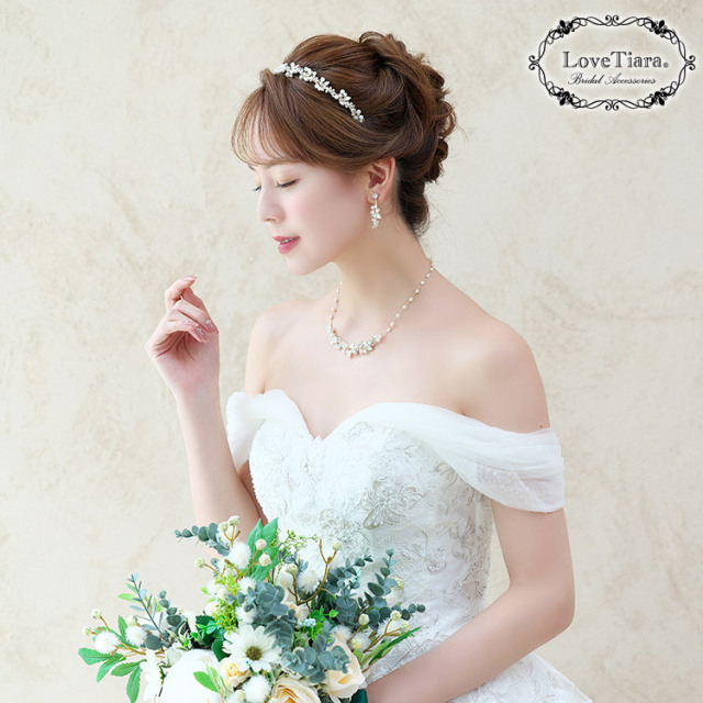リーフ＆パールネックレス＆イヤリング／ピアスセット 通信販売