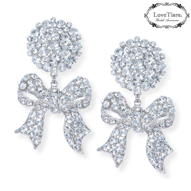 ロマンティックリボンクリスタルイヤリング／ピアス 商品イメージ