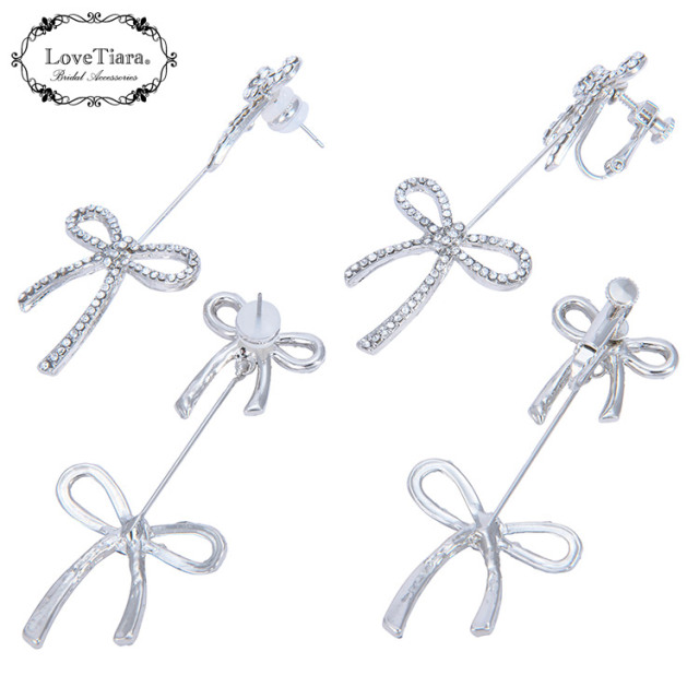 ダブルリボンクリスタルイヤリング／ピアス 商品イメージ