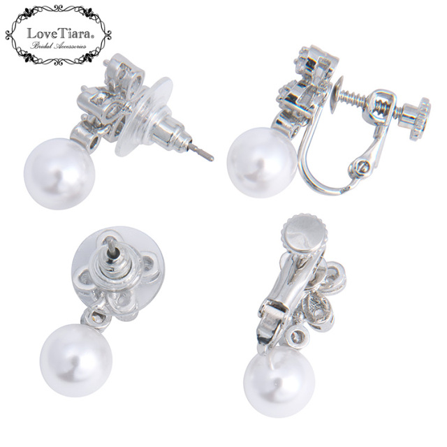 ラッキークローバージルコニアネックレス＆イヤリング／ピアスセット