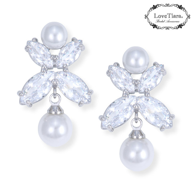 マーガレットジルコニアネックレス＆イヤリング/ピアスセット 詳細イメージ