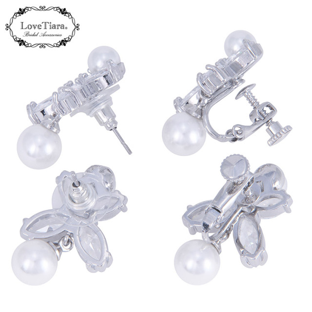 マーガレットジルコニアネックレス＆イヤリング/ピアスセット 詳細イメージ