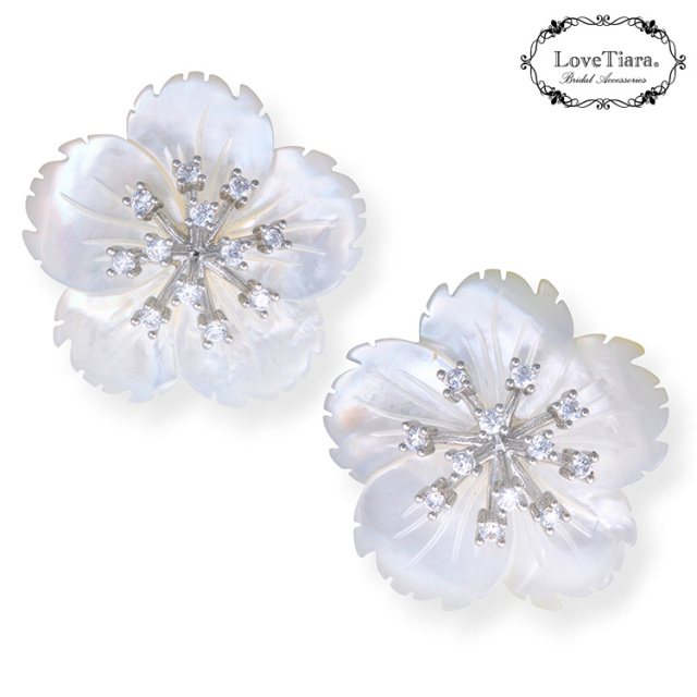 白蝶貝ジルコニアイヤリング／ピアス 商品イメージ