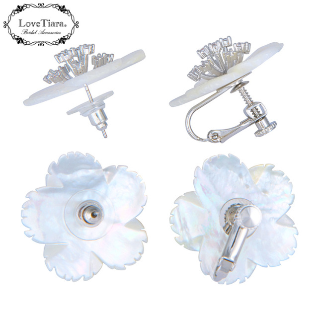 白蝶貝ジルコニアイヤリング／ピアス 商品イメージ