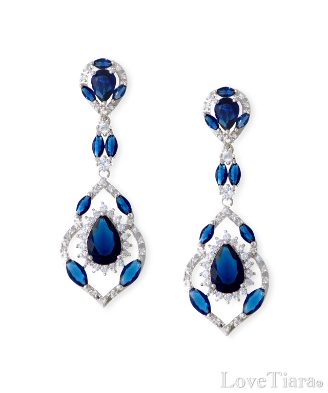 エバーロイヤルジルコニアイヤリング ピアス ブルー キュービックジルコニア セール アウトレット ブライダル ウェディングアクセサリー通販 ラブティアラ