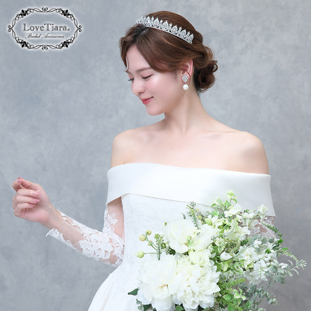 LoveTiara ラブティアラ ジルコニア ティアラ ウェディング 結婚式 アントニアジルコニアティアラ・ロングタイプ 通信販売ブライダル