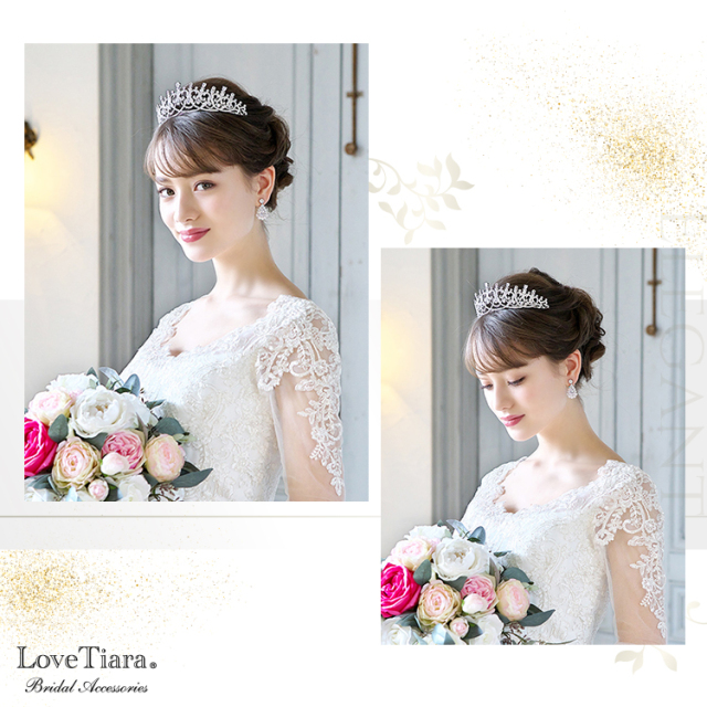 ロイヤルハートジルコニアティアラを身に着けた女性