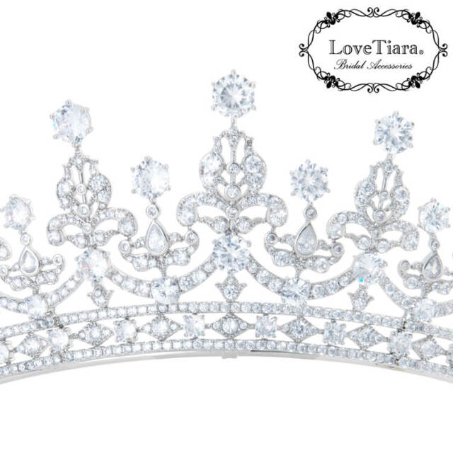 【新品同様】LoveTiara ティアラ カリスタジルコニアティアラ カリスタジルコニアティアラ 通信販売ブライダルウェディング通販 髪飾り