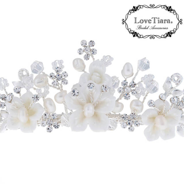 フローラルブーケ淡水パールティアラ MEDIUM（中間）｜ブライダル