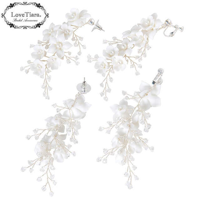 emma accesory white flower イヤリングホワイトフラワー emma accesory white flower イヤリングホワイトフラワー