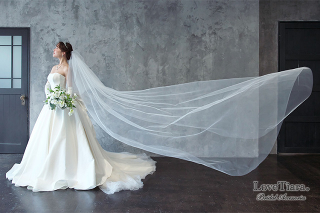 低めの位置に着用でベールアップした女性のイメージ