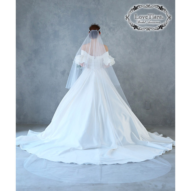 LoveTiara ♡ ウェディングベール ギャザーなしロングベール（フロントミディアムタイプ） 通信販売