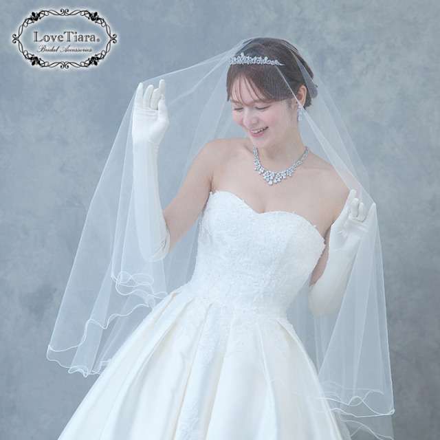 ウェディングベール　ミディアム　クラウディア　SHP0006 ミディアムベール【サテンパイピング】（ミドルヴェール） 通信