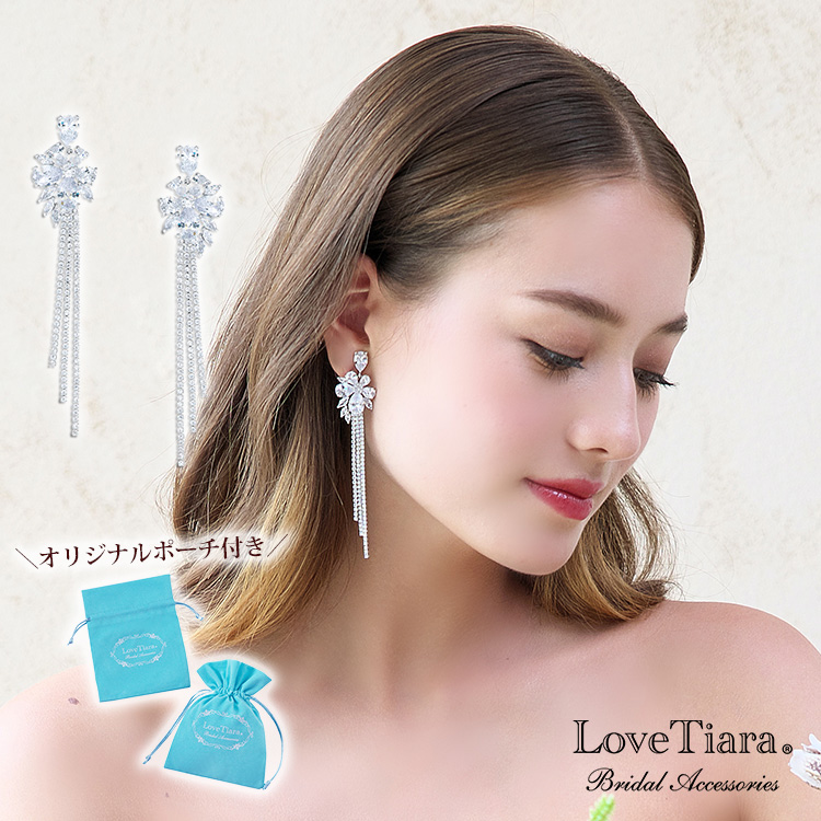 フローラルタッセルジルコニアイヤリング/ピアス
