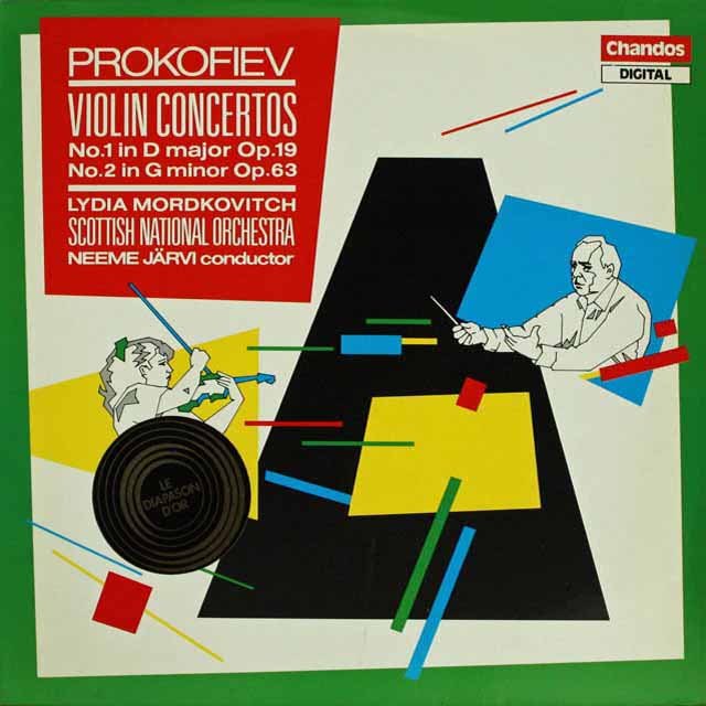 リディア・モルトコヴィチ＆ネーメ・ヤルヴィのプロコフィエフ/ヴァイオリン協奏曲第1、2番　独Chandos　3228　LP レコード