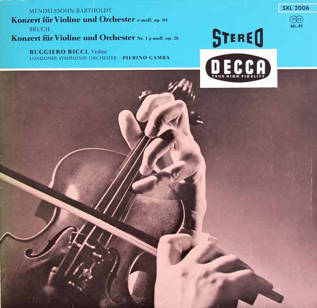 リッチのメンデルスゾーン&ブルッフ/ヴァイオリン協奏曲集　独DECCA　2827　LP レコード