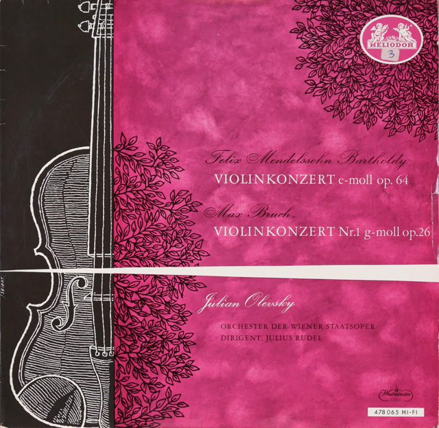 オレフスキー、ルーデルのメンデルスゾーン、ブルッフ/ヴァイオリン協奏曲　独HELIODOR　3617　LP レコード
