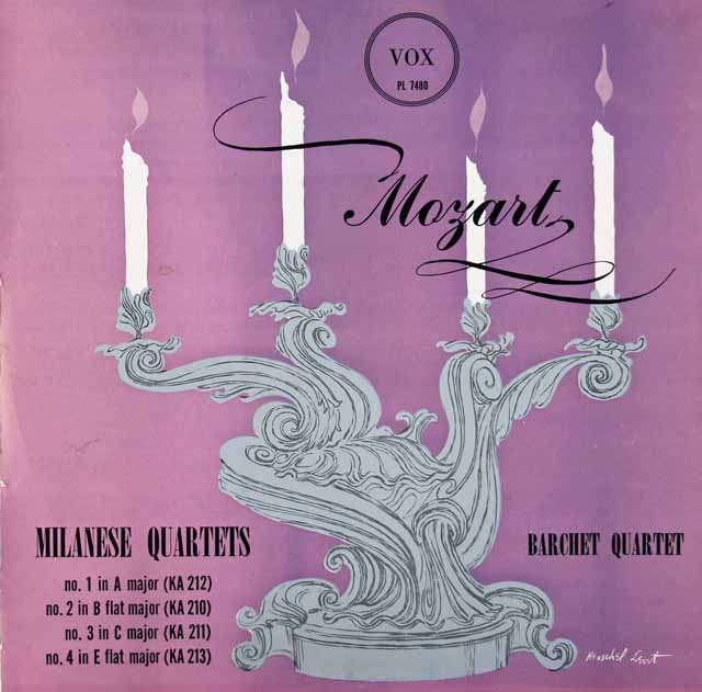 バルヒェット四重奏団のモーツァルト/ミラノ四重奏曲集　　英Vox　3037　LP レコード