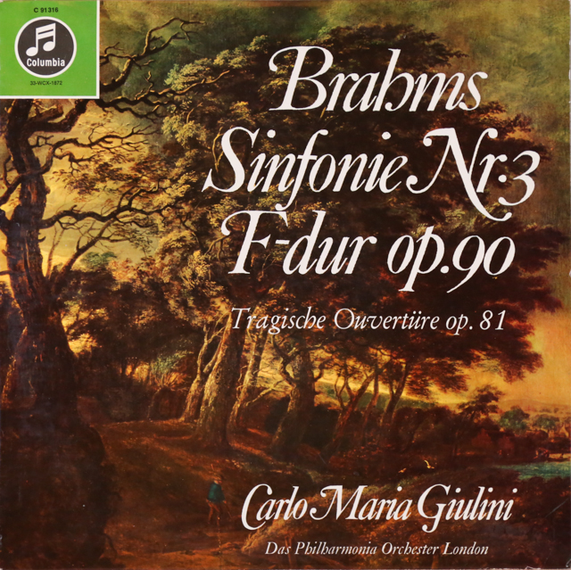 【独最初期盤】　ジュリーニのブラームス/交響曲第3番 　独Columbia　3299　LP レコード