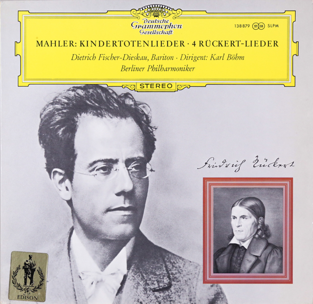 フィッシャー=ディースカウ、ベームのマーラー/「亡き子を偲ぶ歌」ほか　独DGG　3515　LP レコード