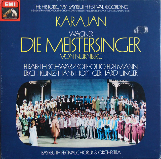 カラヤンのワーグナー/「マイスタージンガー」全曲　（1951年バイロイト音楽祭ライヴ）　英EMI　3817　LP レコード