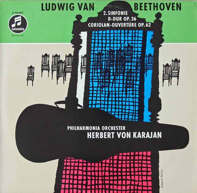 カラヤンのベートーヴェン/交響曲第2番ほか　独Columbia　3297　LP レコード