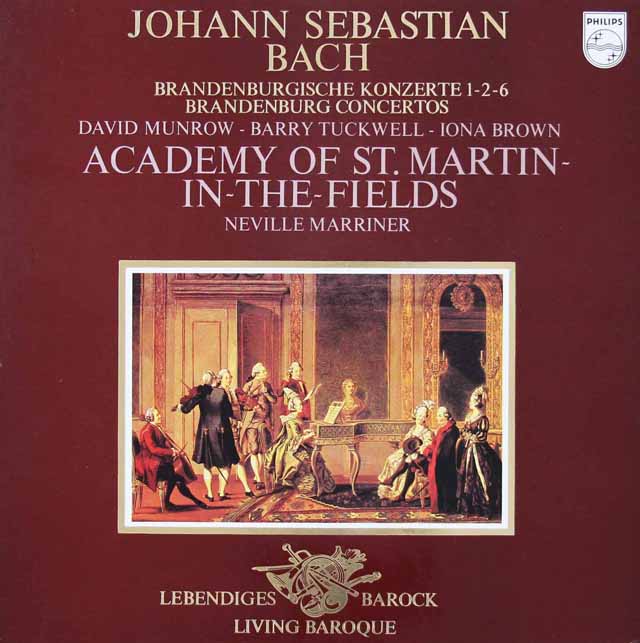 マリナー&アカデミーのバッハ/ブランデンブルク協奏曲第1,2&6番　蘭PHILIPS　3296　LP レコード