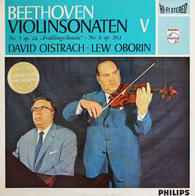 オイストラフ&オボーリンのベートーヴェン/ヴァイオリンソナタ「春」&第6番　蘭PHILIPS　2831　LP レコード