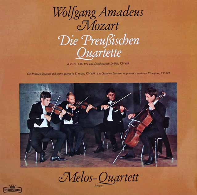 メロス四重奏団のモーツァルト/弦楽四重奏曲「プロシア王セット」、第20番　独Intercord　3535　LP レコード