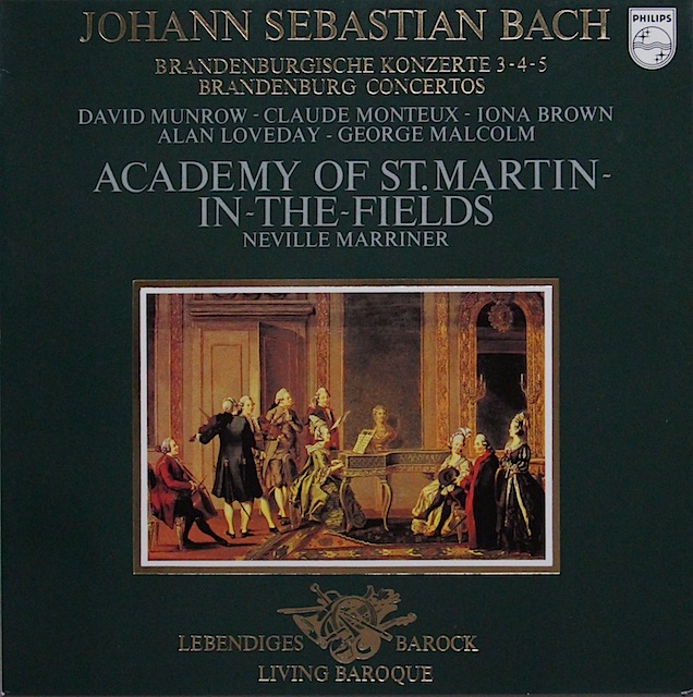 マリナー&アカデミー室内管らのバッハ/ブランデンブルク協奏曲第3～5番　蘭PHILIPS　3297　LP レコード