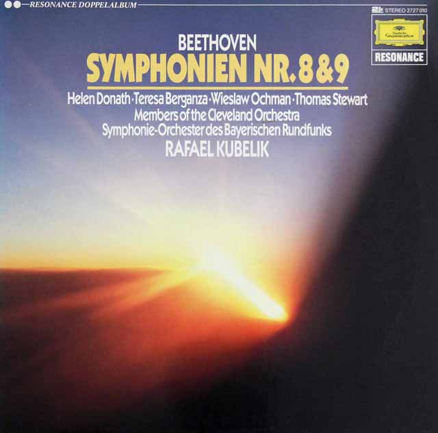 クーベリックのベートーヴェン/交響曲第8、9番　独DGG　3617　LP レコード