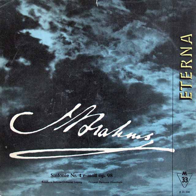 アーベントロートのブラームス/交響曲第4番　独ETERNA　2909　LP レコード