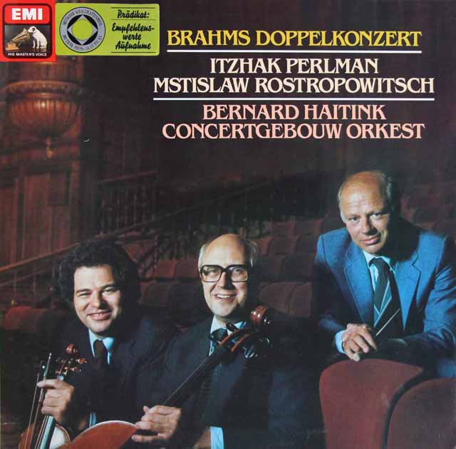 パールマン、ロストロポーヴィチ、ハイティンクのブラームス/二重協奏曲　独EMI　3612　LP レコード