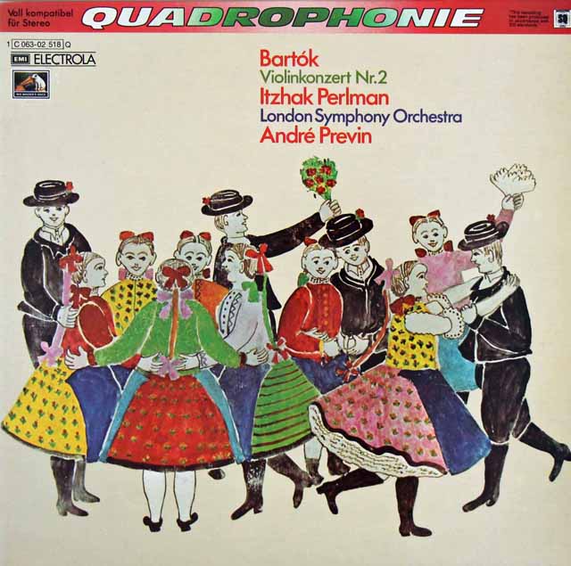 パールマン、プレヴィンのバルトーク/ヴァイオリン協奏曲第2番　独EMI　3612　LP レコード