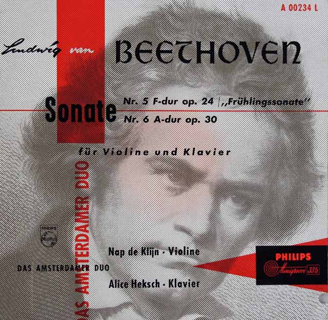 アムステルダム・デュオ（クリィン、ヘクシュ）のベートーヴェン/ヴァイオリンソナタ第5番「春」、第6番　蘭PHILIPS　3619　LP レコード