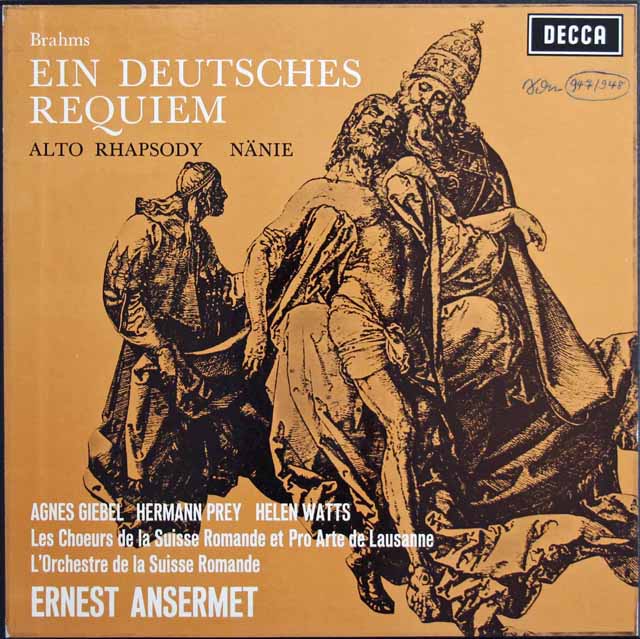 アンセルメのブラームス/ドイツ・レクイエム　英DECCA　3283　LP レコード