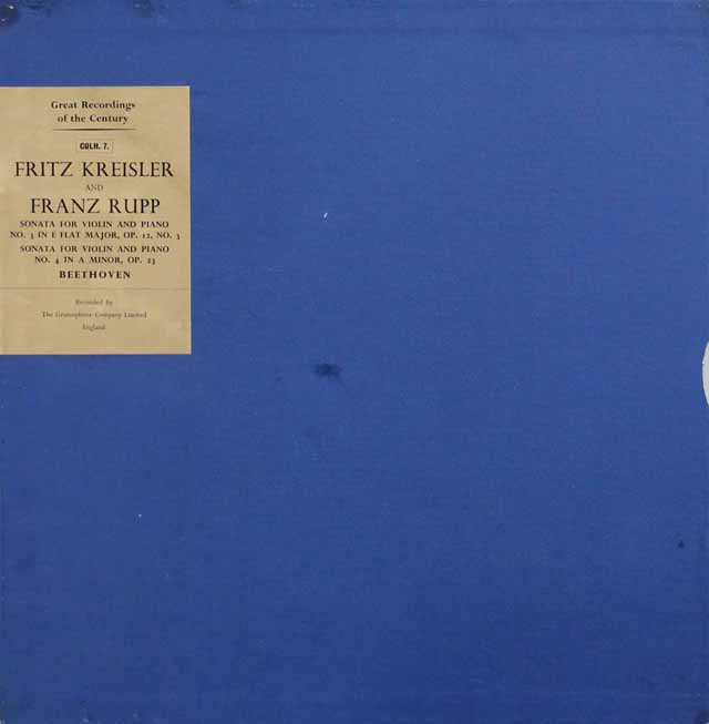 クライスラー、ルップのベートーヴェン/ヴァイオリンソナタ第3、4番　英EMI（HMV）　3629　LP レコード