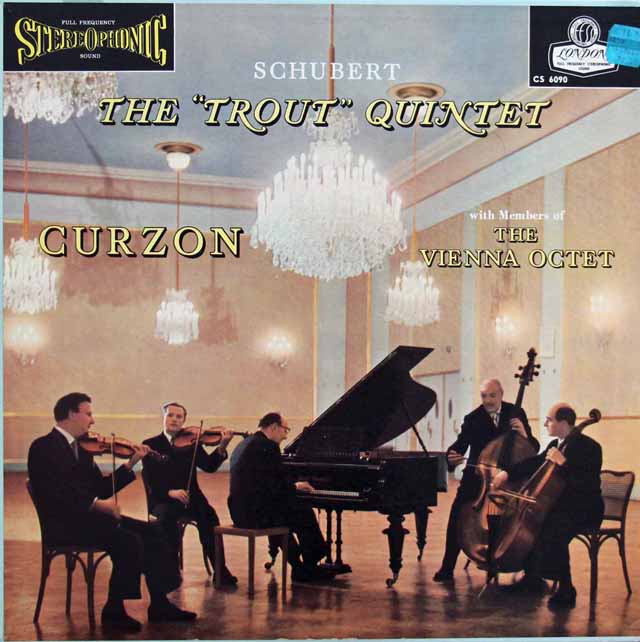 【ブルーバックジャケット】　カーゾンらのシューベルト/ピアノ五重奏曲「鱒」　米（英）LONDON　3281　LP レコード