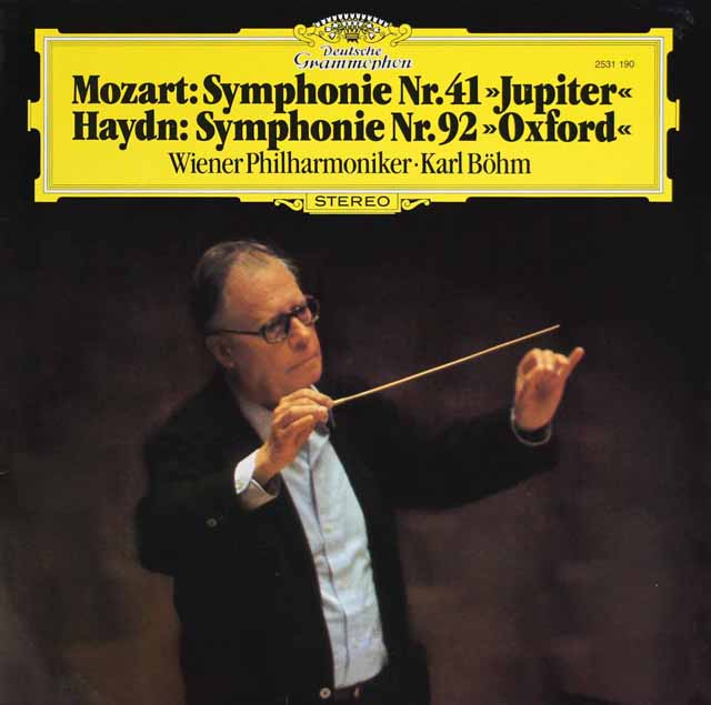 ベームのベームのモーツァルト交響曲「ジュピター」、ハイドン/「オックスフォード」　独DGG　3630　LP レコード