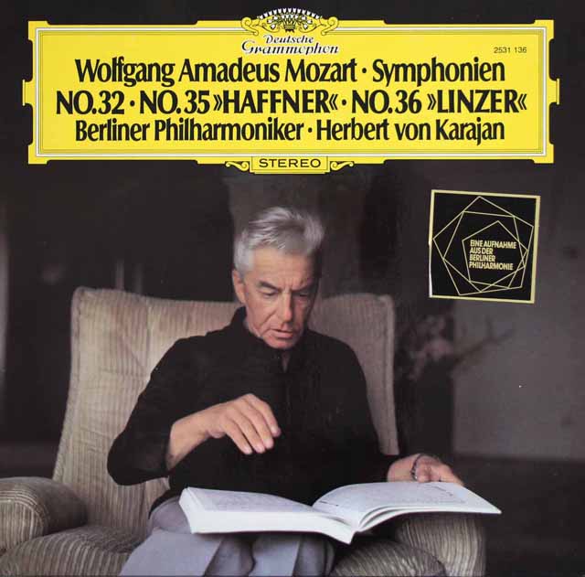 カラヤンのモーツァルト/交響曲第32番、第35番「ハフナー」、第36番「リンツ」　独DGG　3631　LP レコード