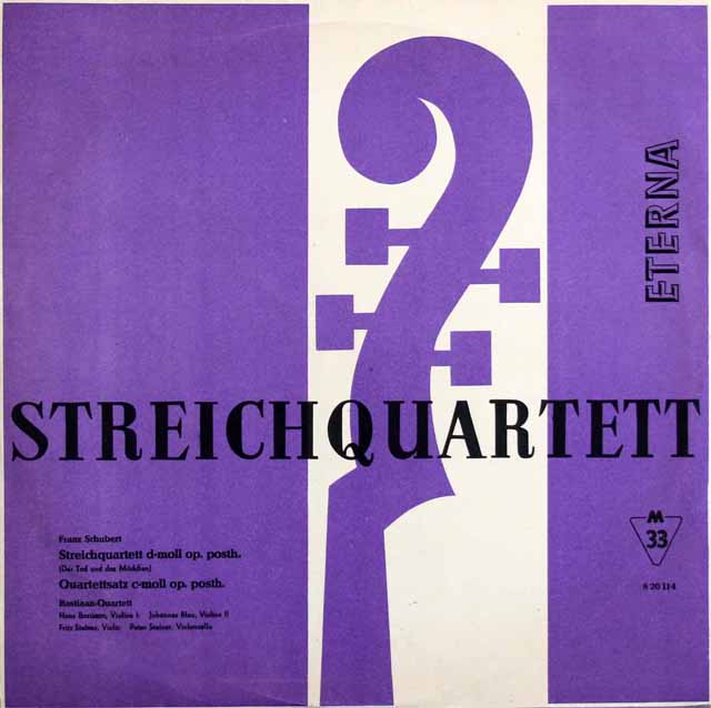 バスティアーン四重奏団のシューベルト/弦楽四重奏曲「死と乙女」ほか　独ETERNA　3398　LP レコード