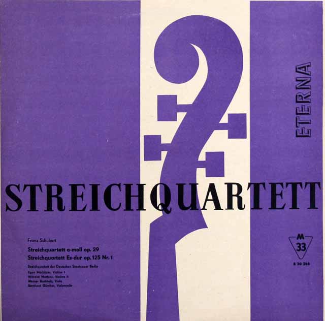 シュターツカペレ・ベルリン四重奏団のシューベルト/弦楽四重奏曲「ロザムンデ」ほか　独ETERNA　2933　LP レコード