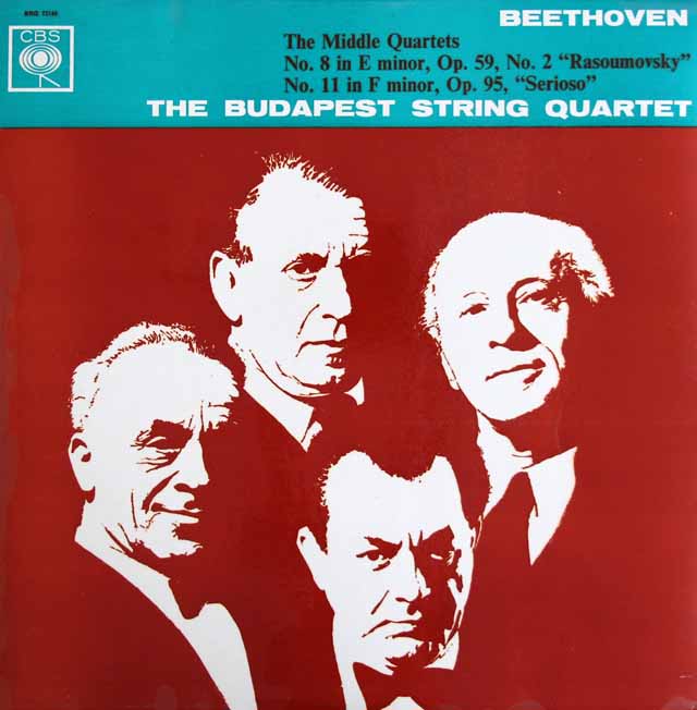 【モノラル】　ブダペスト四重奏団のベートーヴェン/弦楽四重奏曲第8&11番　英CBS　3398　LP レコード