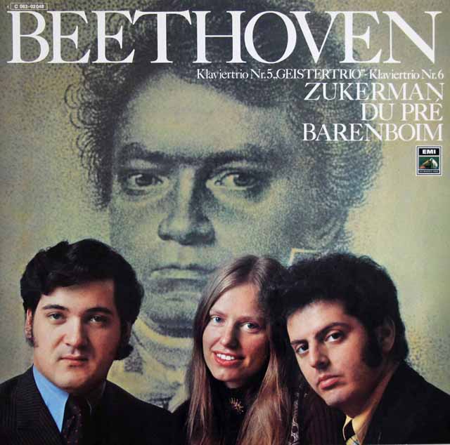ズッカーマン、デュ・プレ、バレンボイムのベートーヴェン/ピアノ三重奏曲「幽霊」ほか　独EMI　3636　LP レコード