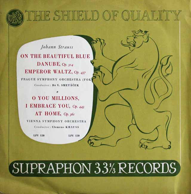 スメターチェク&クラウスのJ.シュトラウス二世/管弦楽曲集 　チェコSUPRAPHON　2939　LP レコード