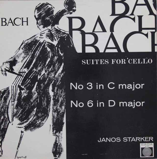 シュタルケルのバッハ/無伴奏チェロ組曲第3&6番 　英SAGA　2942　LP レコード