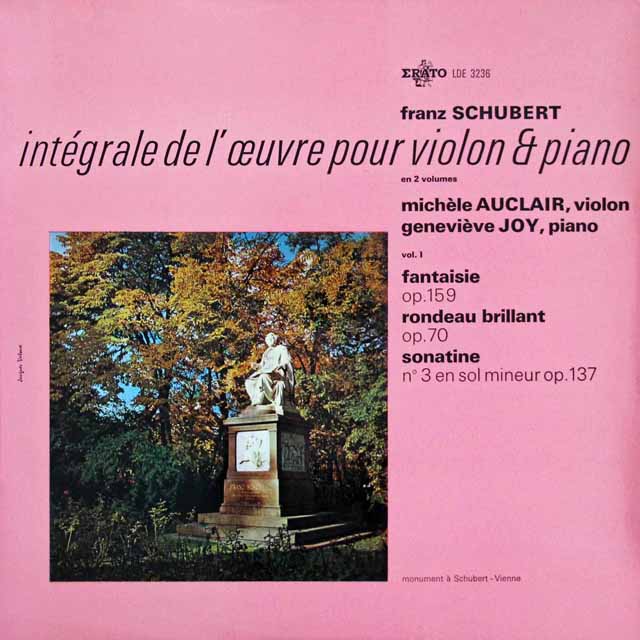 オークレールのシューベルト/ヴァイオリンとピアノのための作品集 vol.1　 仏ERATO　2944　LP レコード
