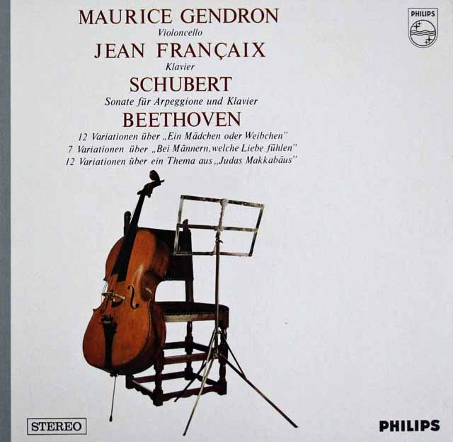ジャンドロン&フランセのシューベルト/「アルペジオーネ・ソナタ」ほか　蘭PHILIPS　3396　LP レコード
