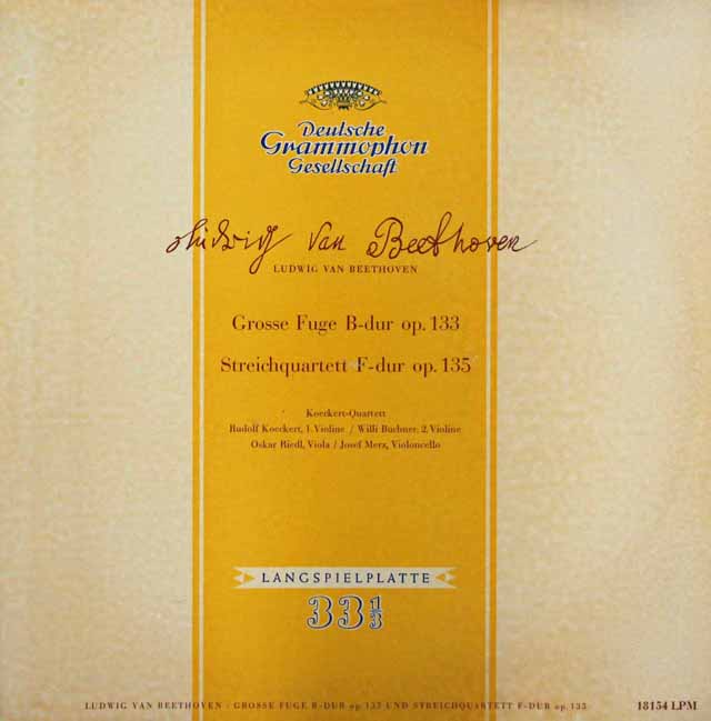 ケッケルト四重奏団のベートーヴェン/大フーガ&弦楽四重奏曲第16番  　 独DGG　2947　LP レコード