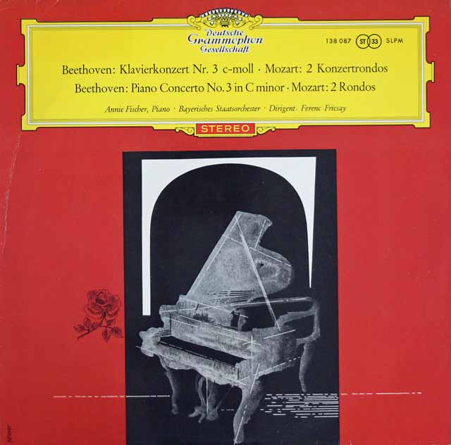 【赤ステレオ】フィッシャー&フリッチャイのベートーヴェン/ピアノ協奏曲第3番　 独DGG　3004　LP レコード
